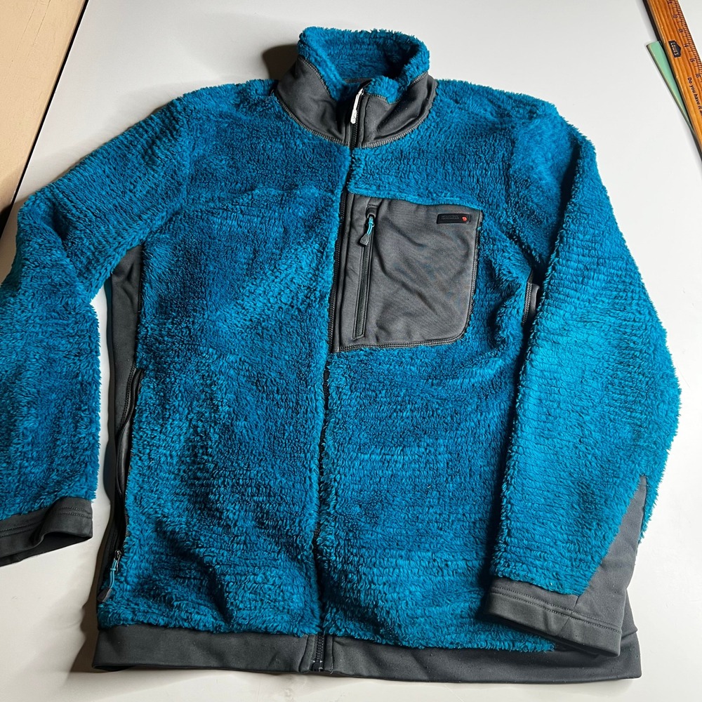 Mountain Hardwear Monkey Man Fleece Jacket Blue Grey Polartec Full Zip Mens L